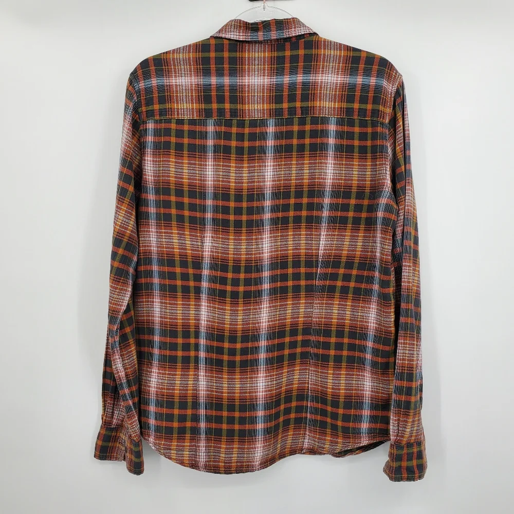 Wrangler Slim Fit Button Front Shirt Flannel Mens Large Plaid Long Sleeve - Picture 6 of 6